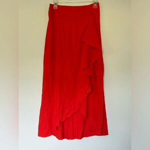 Red ruffle skirt - band of the free sz small smocked waist high-low